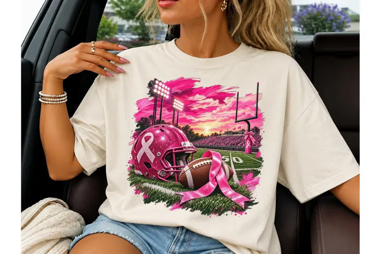 Breast Cancer Football PNG Sublimation T