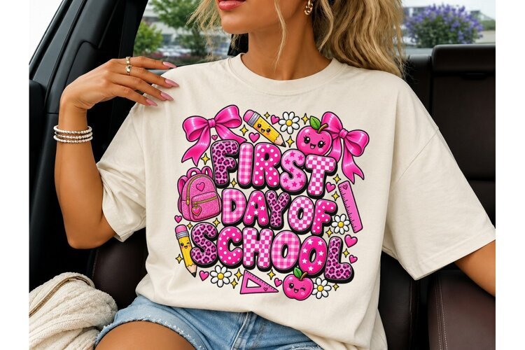 First Day of School PNG Sublimation Tee example image 1