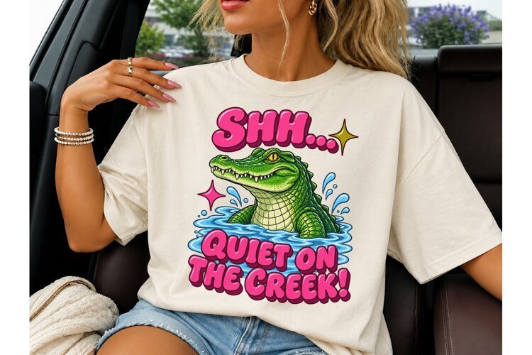 Shh Quiet On The Creek Alligator PNG Tee example image 1