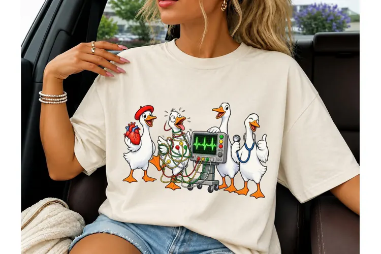 Funny Nurse Duck PNG Sublimation Tee