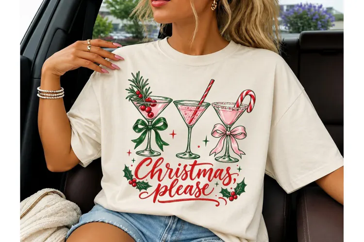 Christmas Please Cocktail PNG Shirt Desi