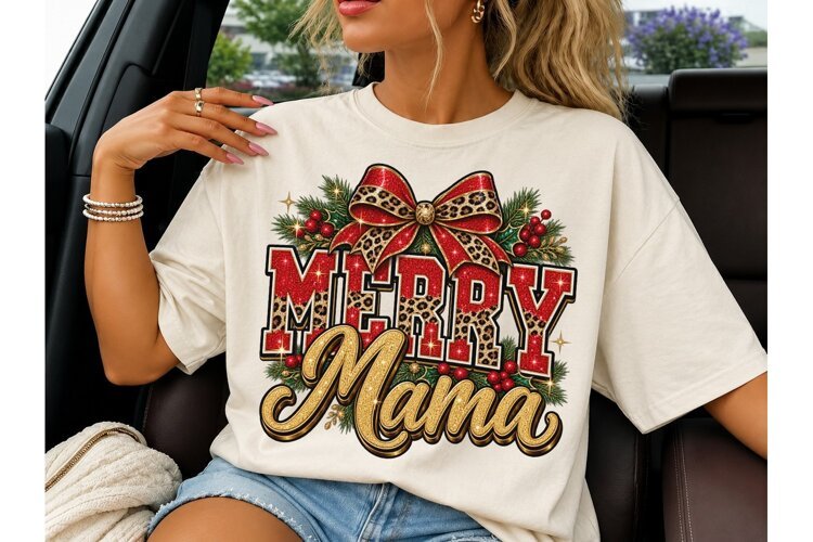Merry Mama Christmas PNG Sublimation example image 1