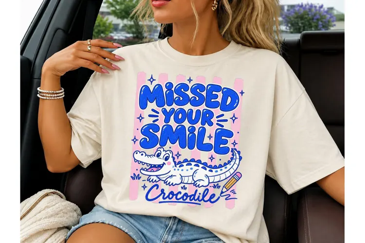 Missed Your Smile Crocodile PNG Tee