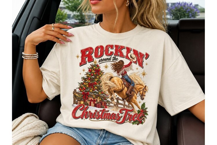Rockin Around Christmas Tree PNG Tee example image 1