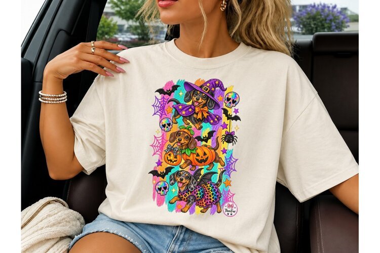 Halloween Dachshund PNG Shirt Design example image 1