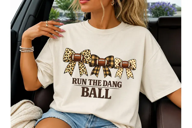 Run The Dang Ball Football Bows PNG