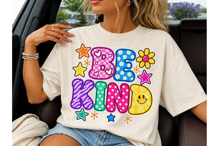 Be Kind Colorful Retro PNG Shirt Design example image 1
