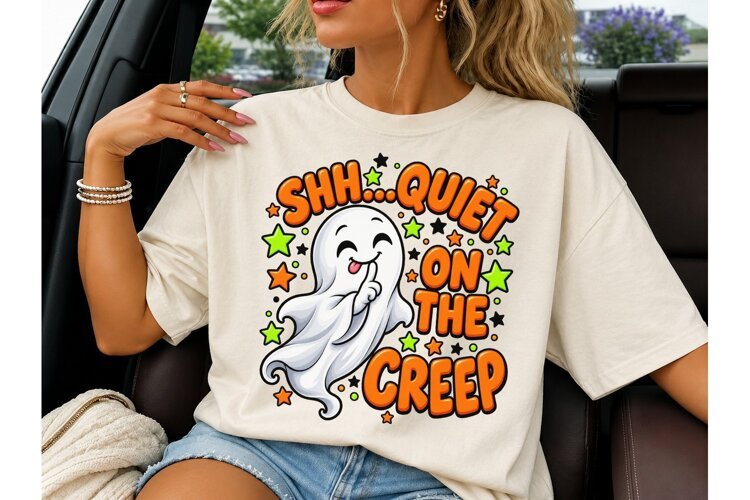 Shh Quiet On The Creep Ghost PNG Tee example image 1