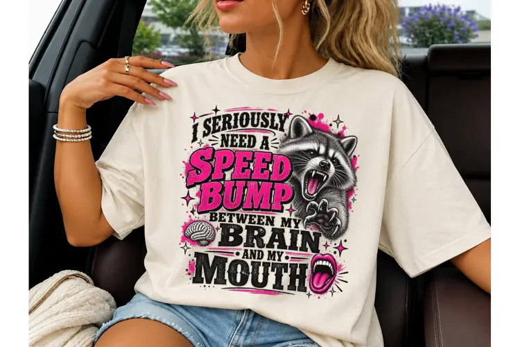 Speed Bump Brain Mouth Raccoon PNG Tee