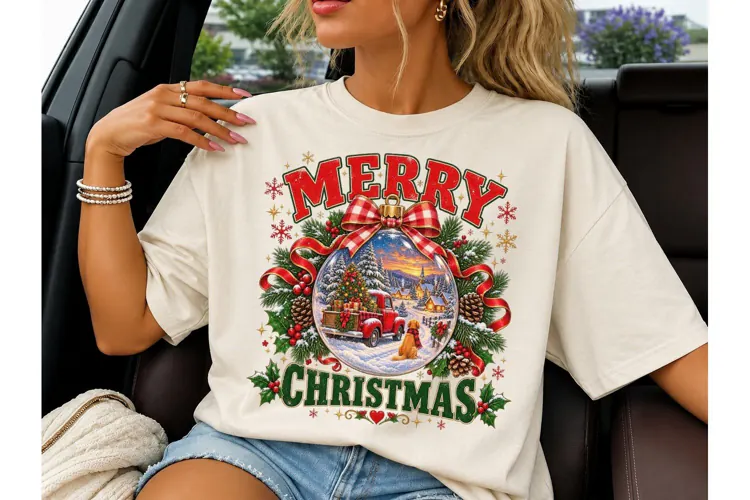 Merry Christmas Ornament Scene PNG Shirt