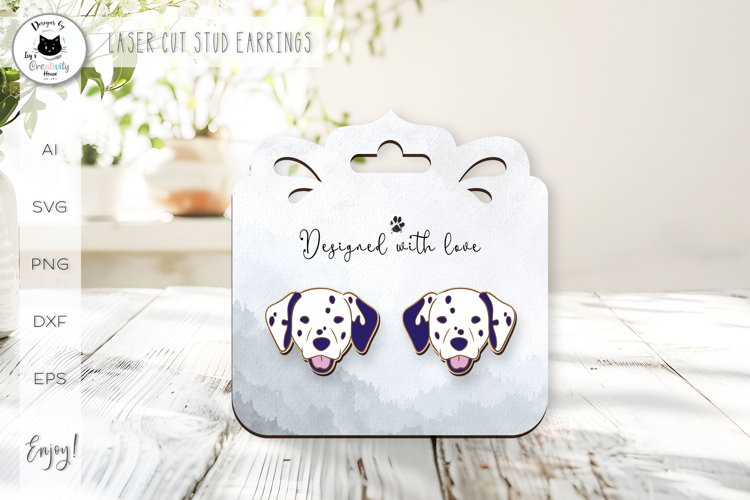 Dalmatian Stud Earrings | Dog Laser Cut Earrings