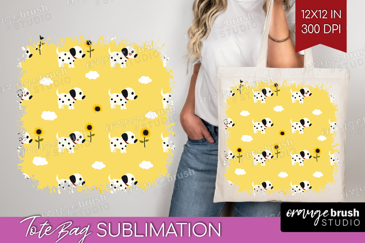 Dalmatian Dog Tote Bag Cute Chibi Puppy Tote Bag PNG