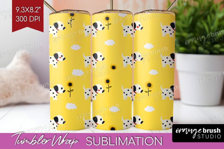 Dalmatian Dog Tumbler Wrap Cute Chibi Puppy Tumbler PNG