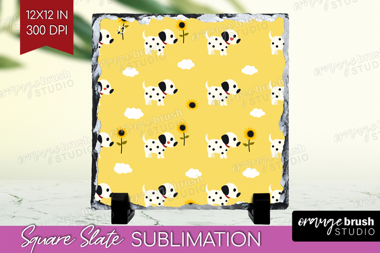 Dalmatian Dog Slate PNG Cute Chibi Puppy Square Slate