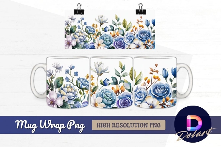 Watercolor floral bouquet Mug Wrap PNG