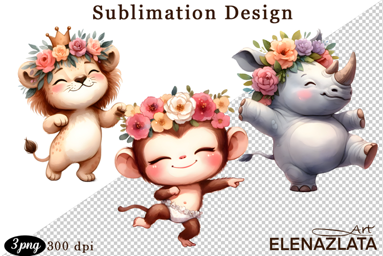 Animal clipart, Cute dancing animals Watercolor clipart