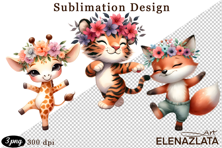 Animal clipart, Cute dancing animals Watercolor clipart