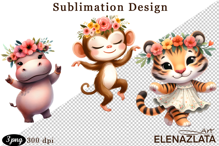 Animal clipart, Cute dancing animals Watercolor clipart
