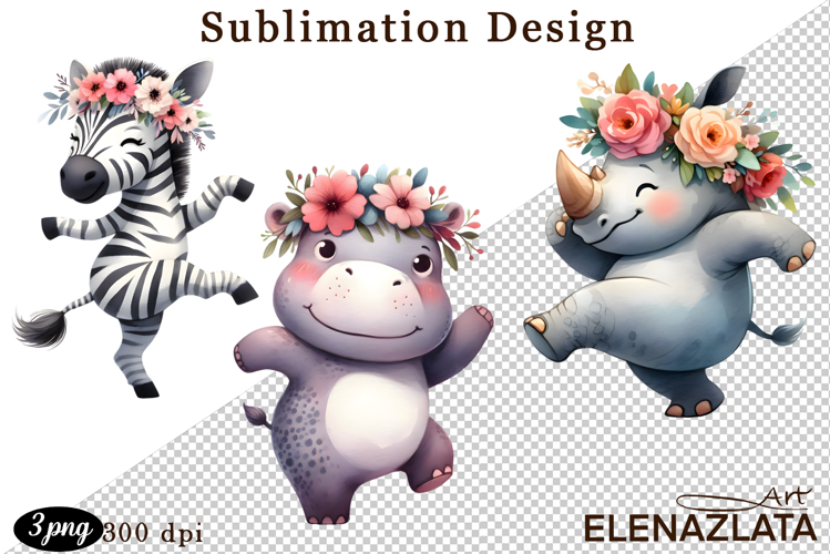 Animal clipart, Cute dancing animals Watercolor clipart