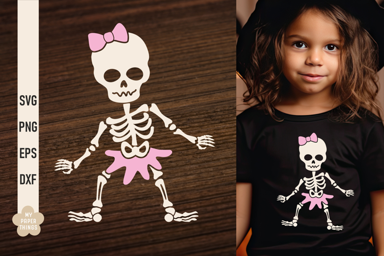 Skeleton Dance Svg, Dancing skeleton Svg, Halloween Girl Svg