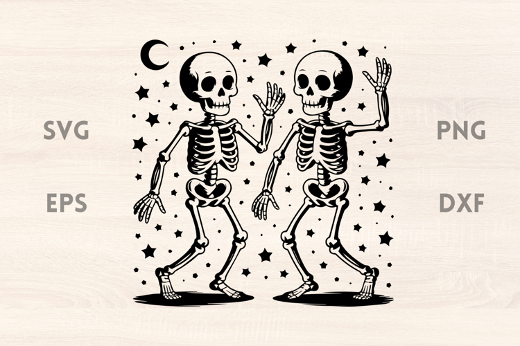 Skeletons Dance Moon SVG