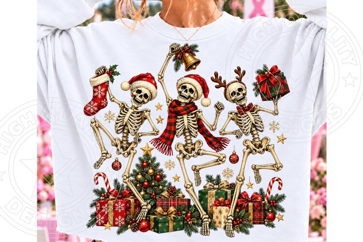 Dancing Skeletons Christmas PNG example image 1