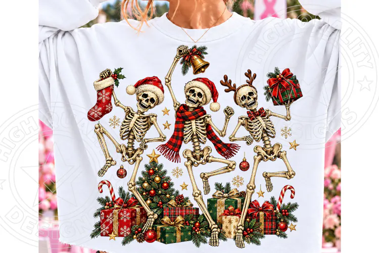 Dancing Skeletons Christmas PNG
