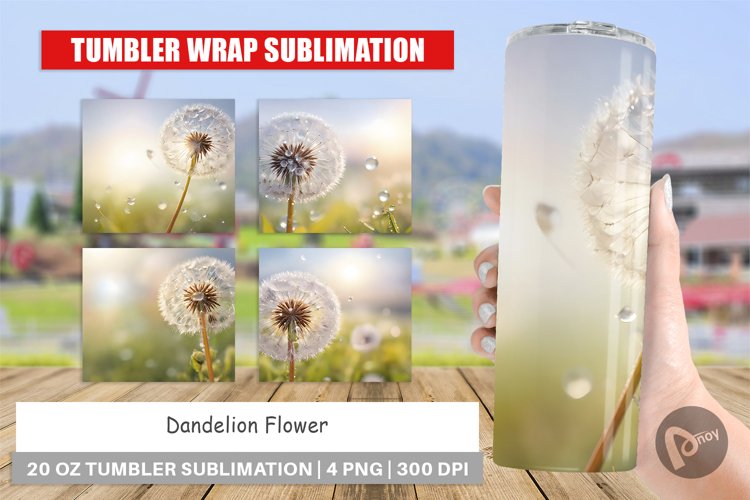 Tumbler Sublimation Wrap Dandelion Flower
