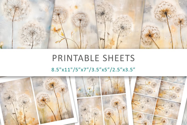 dandelion grunge junk journal, Collage Sheet