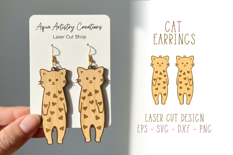 Cute Cat Earrings Laser Cut Template