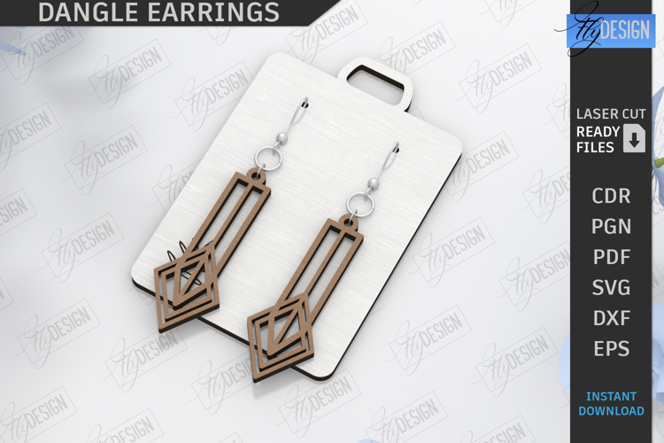 Dangle Earrings Laser Cut|Geometric Earrings|Boho SVG Design