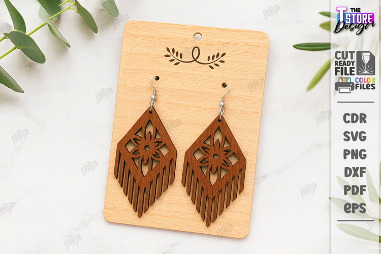 Dangle Earrings Laser Cut|Pendant Earrings|Boho Earrings SVG