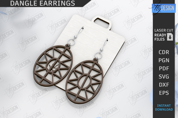 Dangle Earrings Laser Cut|Geometric Earrings|Boho SVG Design