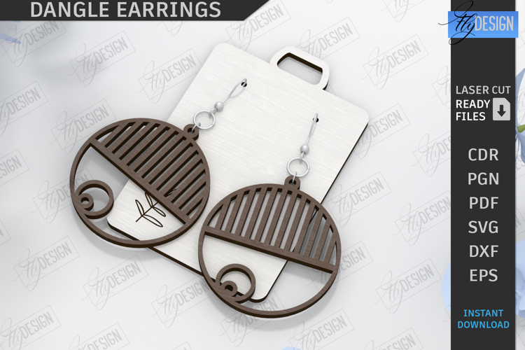 Dangle Earrings Laser Cut|Geometric Earrings|Boho SVG Design