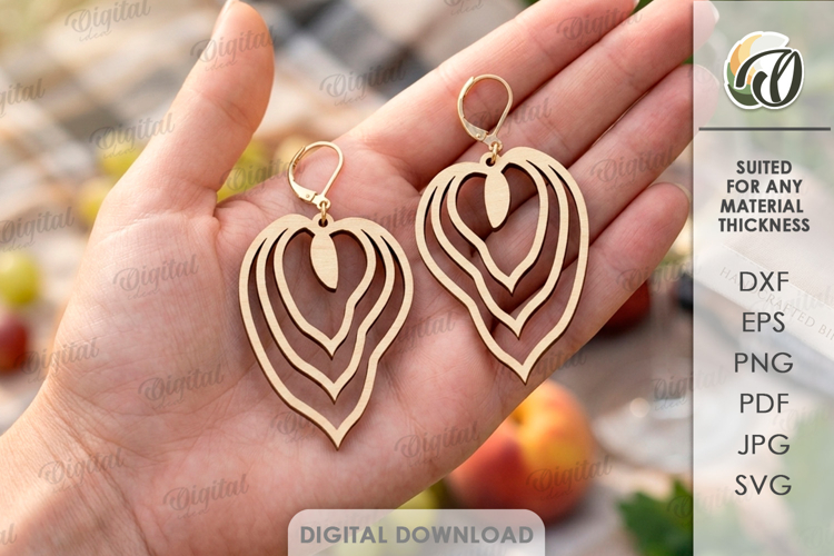 Dangle Earrings Laser Cut. Drop Earrings SVG