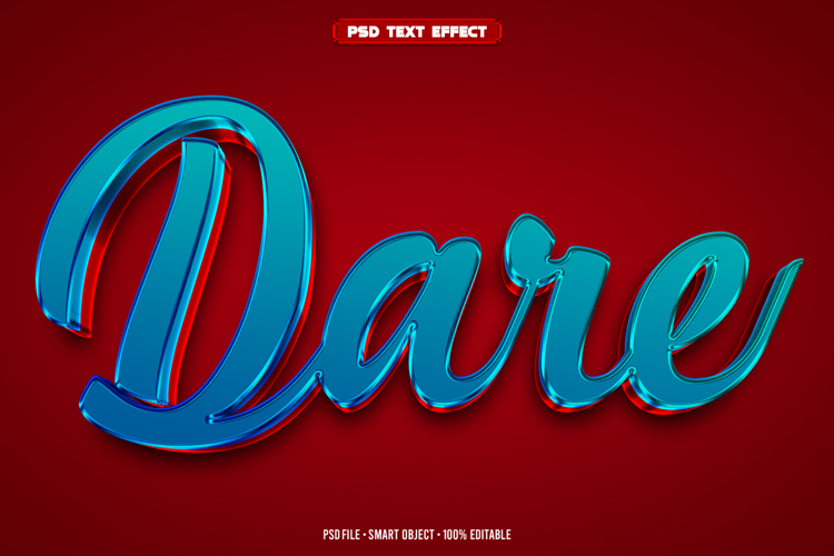Dare 3D editable text effect