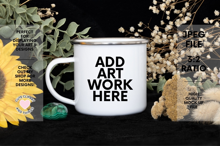 Camping Mug Mock Up | Dark, Witchy Enamel Mug Mock Up