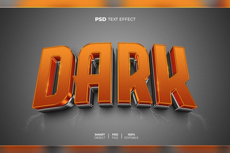 Dark 3D editable text effect example image 1