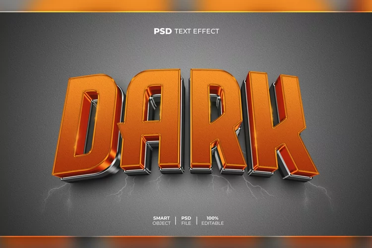 Dark 3D editable text effect