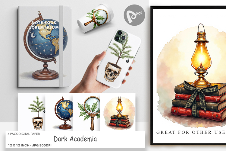 Dark Academia Christmas Digital Paper
