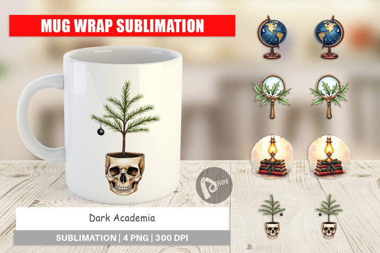 Dark Academia Christmas Mug Wrap