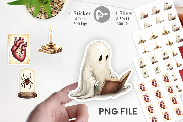 Sticker Watercolor Dark Academia Creatures
