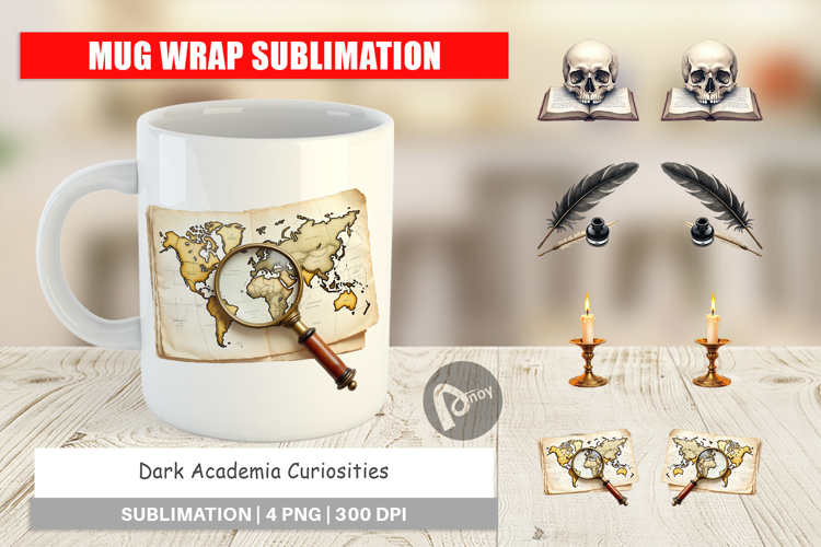 Dark Academia Curiosities Mug Wrap
