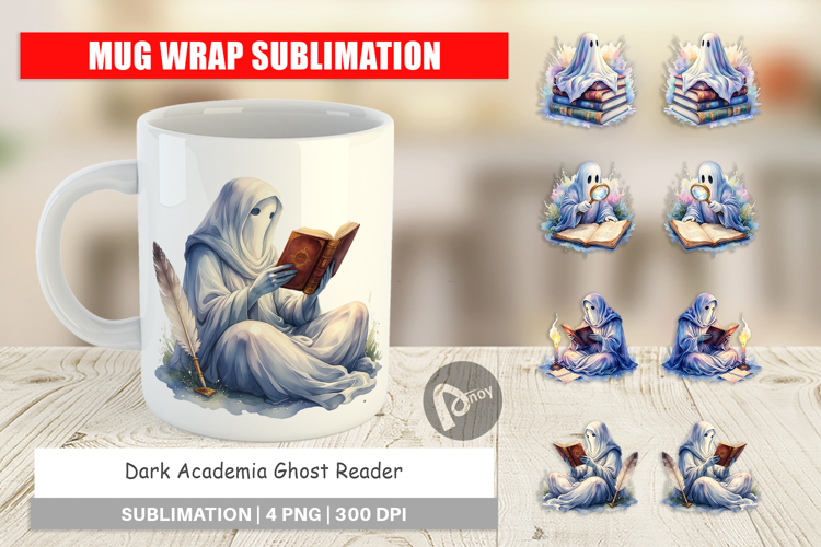 Dark Academia Ghost Mug Wrap