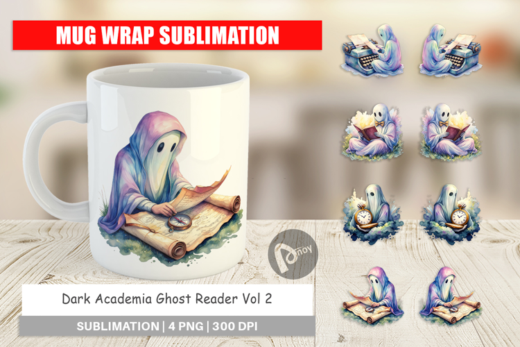 Dark Academia Ghost Mug Wrap