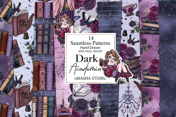 Dark Academia Seamless Digital Papers