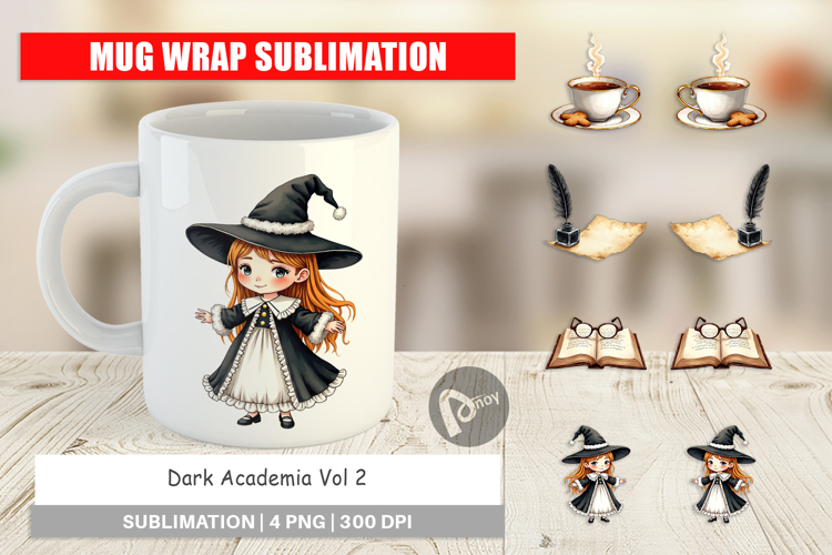 Dark Academia Christmas Mug Wrap