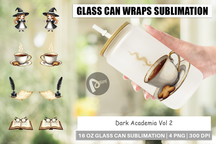 Dark Academia Christmas Glass Can