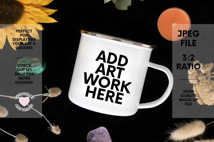 Camping Mug Mock Up | Dark, Witchy Enamel Mug Mock Up