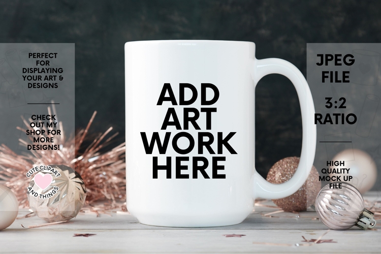 Mug Mock Up | 15 oz Pink Dark Christmas Mug Mock Up